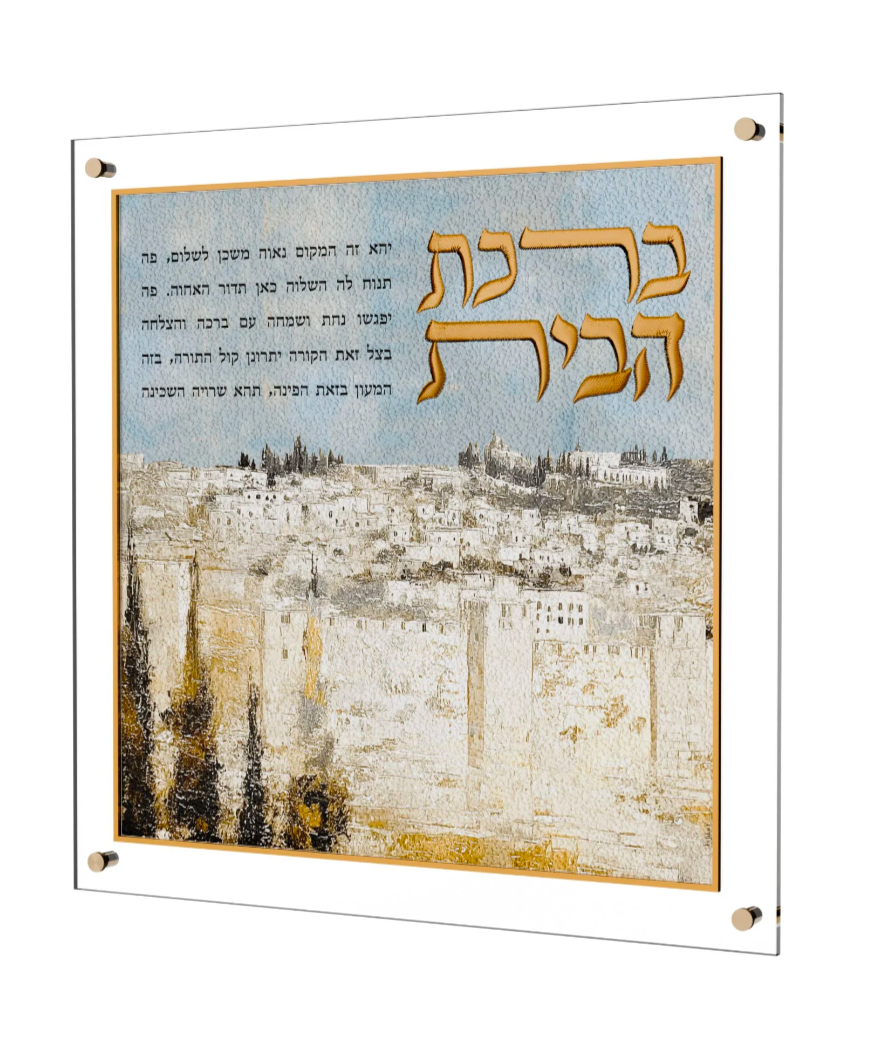 Birchas Habayis lucite leather artwork