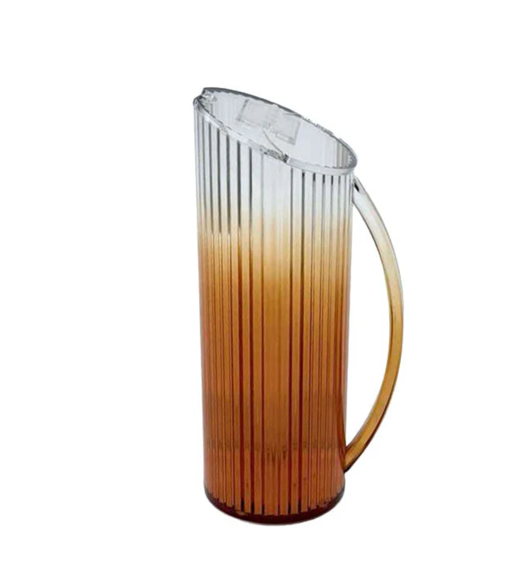 Amber ribbed lucite pitcher